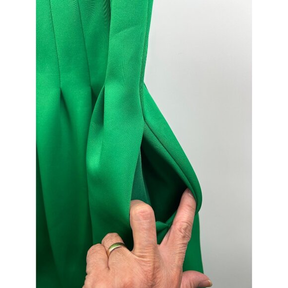 Vince Camuto Wedding Guest Glam Outfit Green Pleated Fit & Flare Dress Sz 4 - Picture 8 of 12